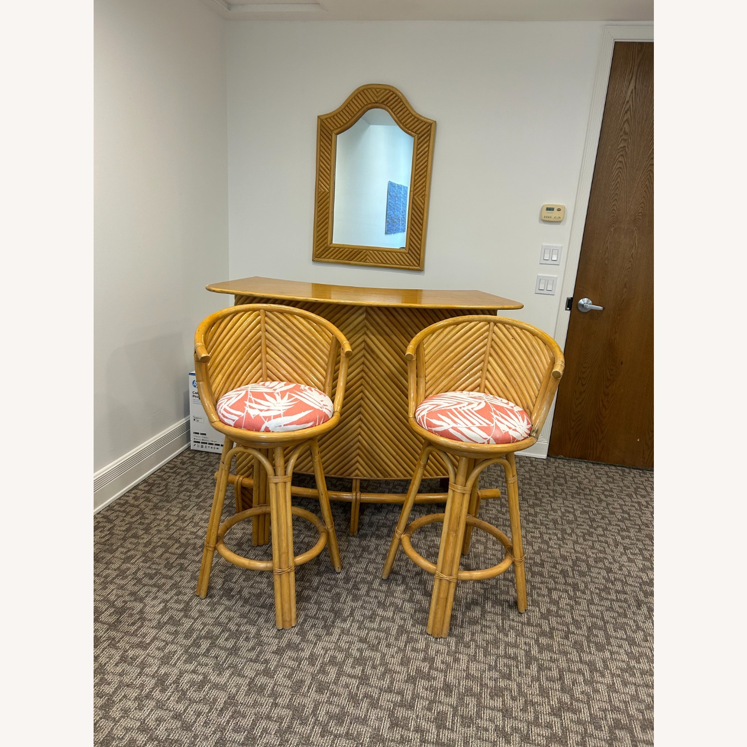 Vintage Palm Beach Bamboo Bar and Stools - image-3