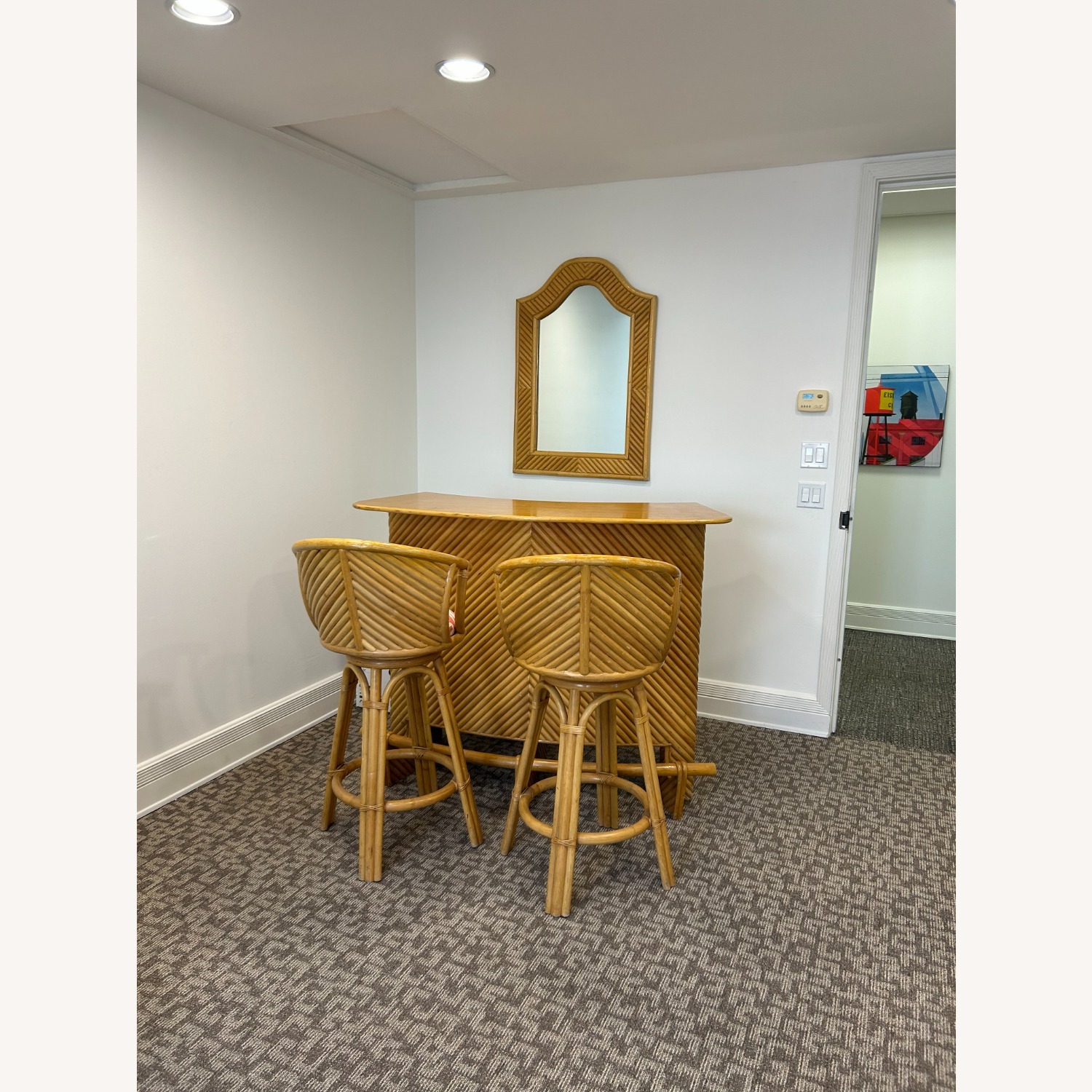 Vintage Palm Beach Bamboo Bar and Stools - image-6
