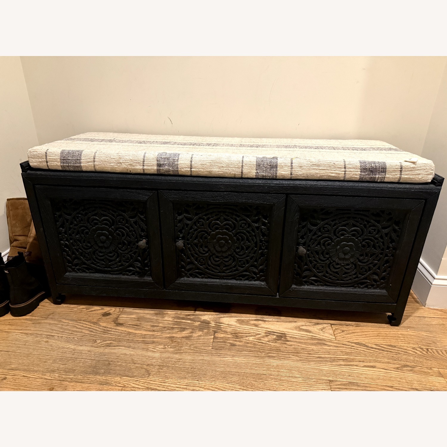 Anthropologie Handcarved Blue Lombok Storage Bench - image-2