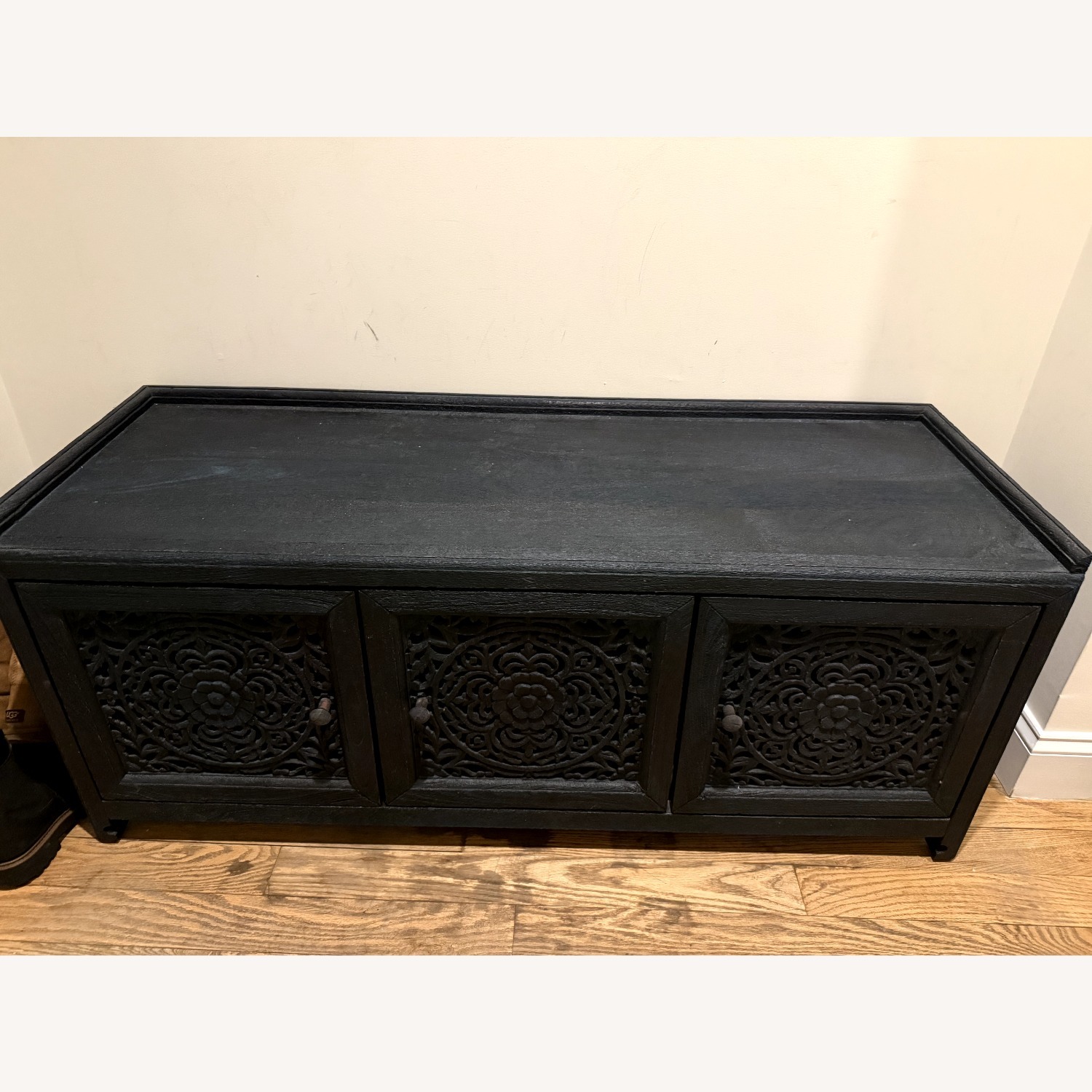 Anthropologie Handcarved Blue Lombok Storage Bench - image-3