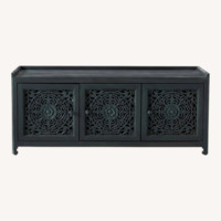 Anthropologie Handcarved Blue Lombok Storage Bench