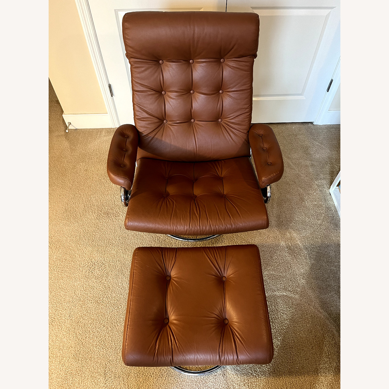 Ekornes Recliner and Ottoman - image-1