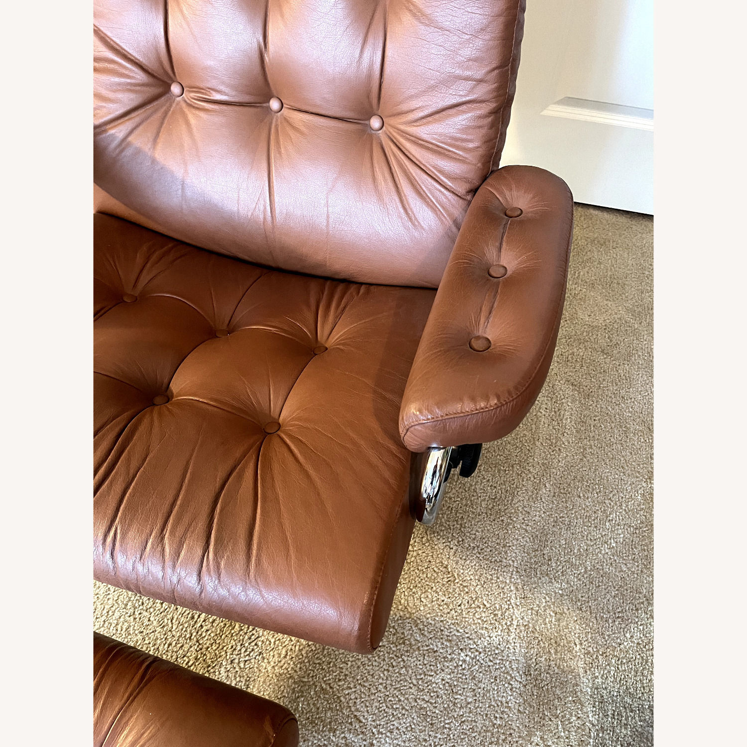 Ekornes Recliner and Ottoman - image-6