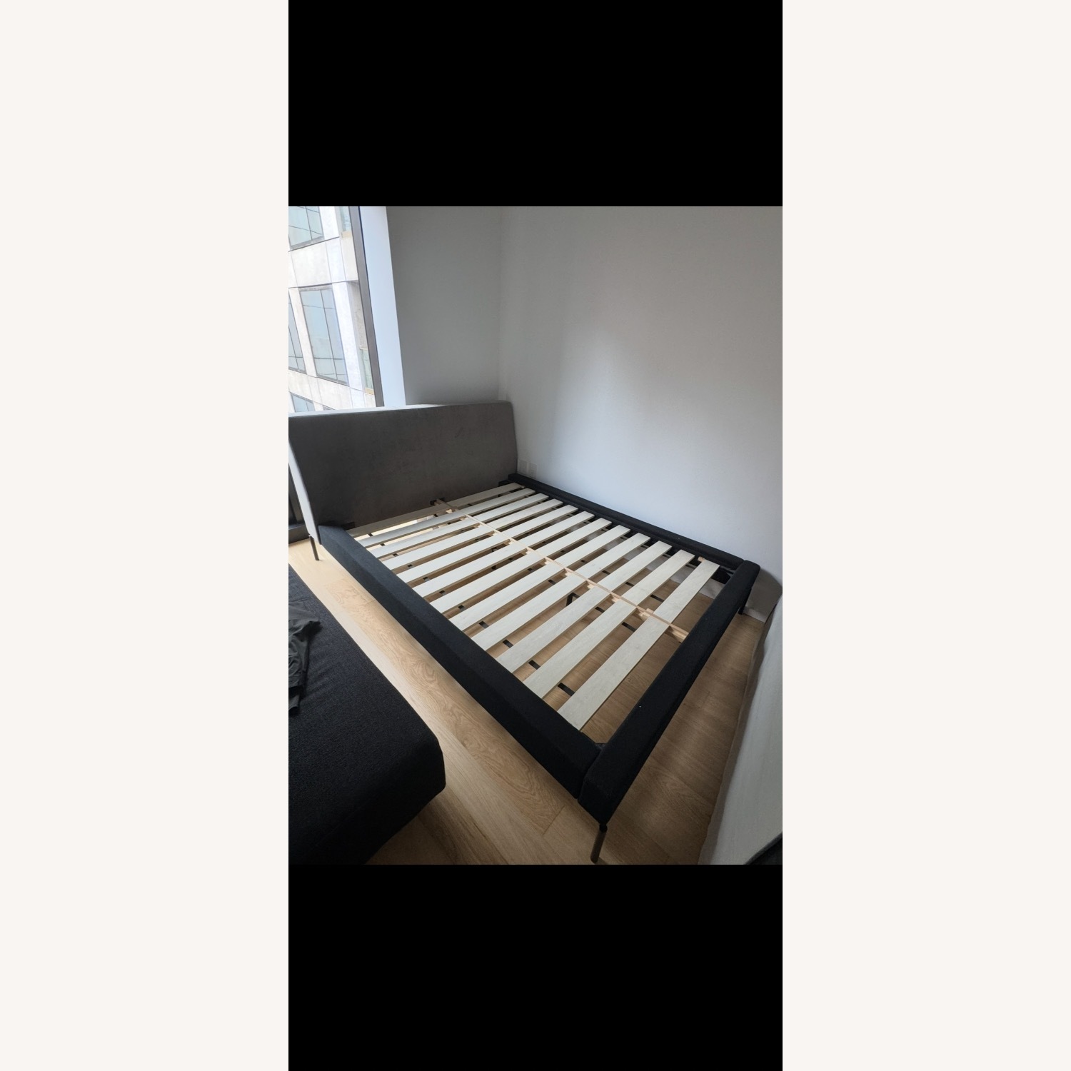 Blu Dot Light Gray Velvet Queen Bed - image-1