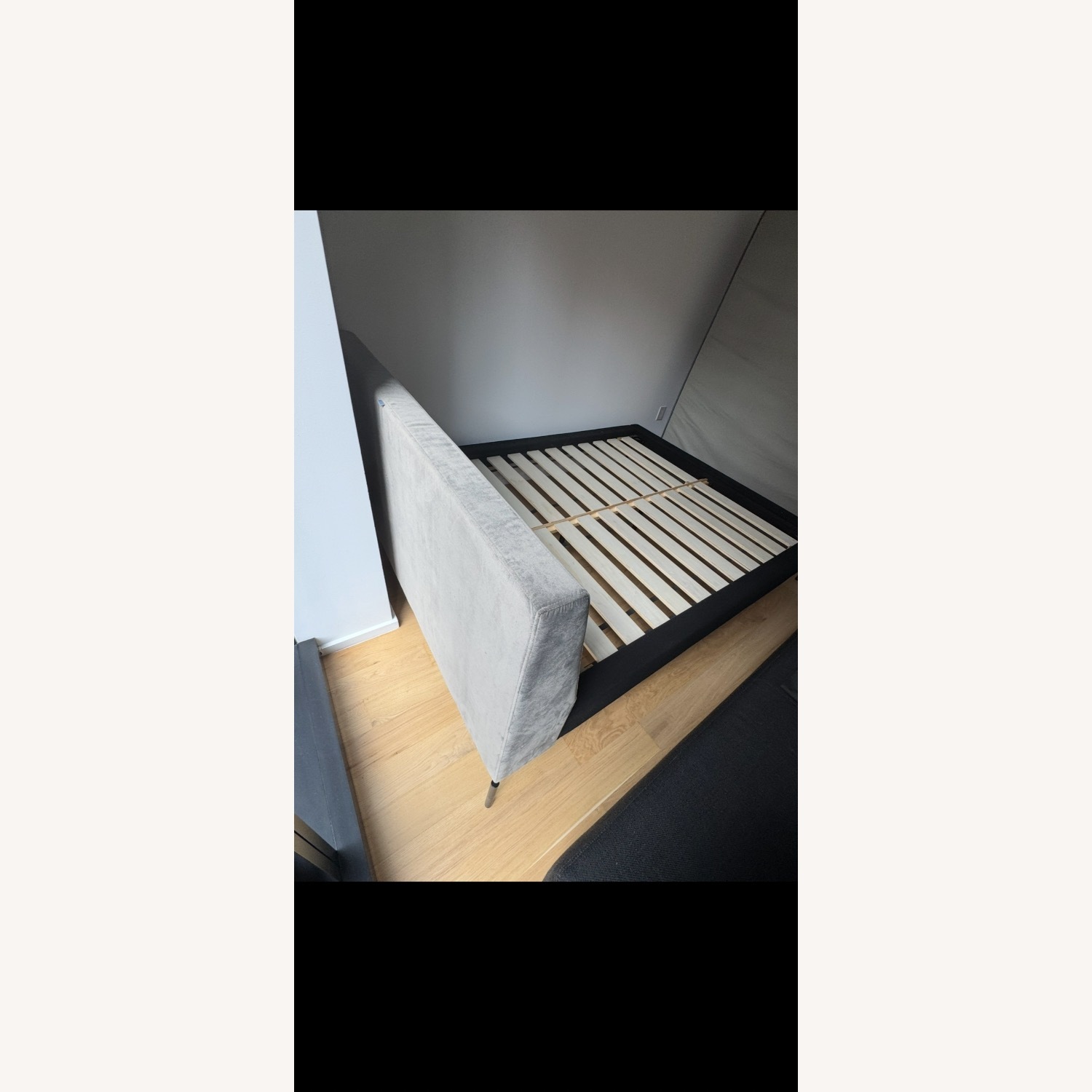 Blu Dot Light Gray Velvet Queen Bed - image-3