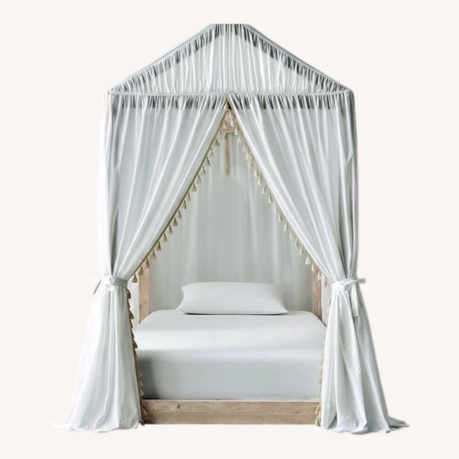 Restoration Hardware Light Gray Wood Twin Bed - image-0