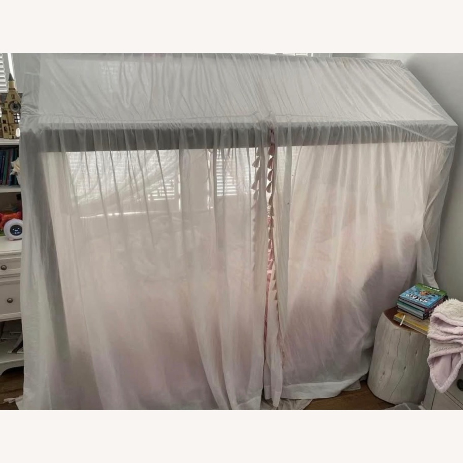 Restoration Hardware Light Gray Wood Twin Bed - image-4