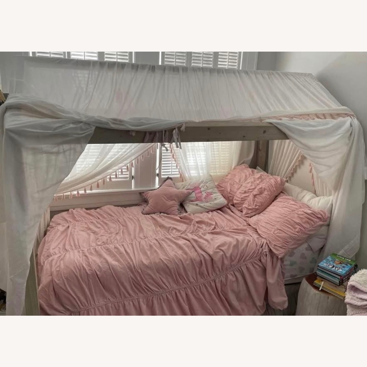 Restoration Hardware Light Gray Wood Twin Bed - image-2