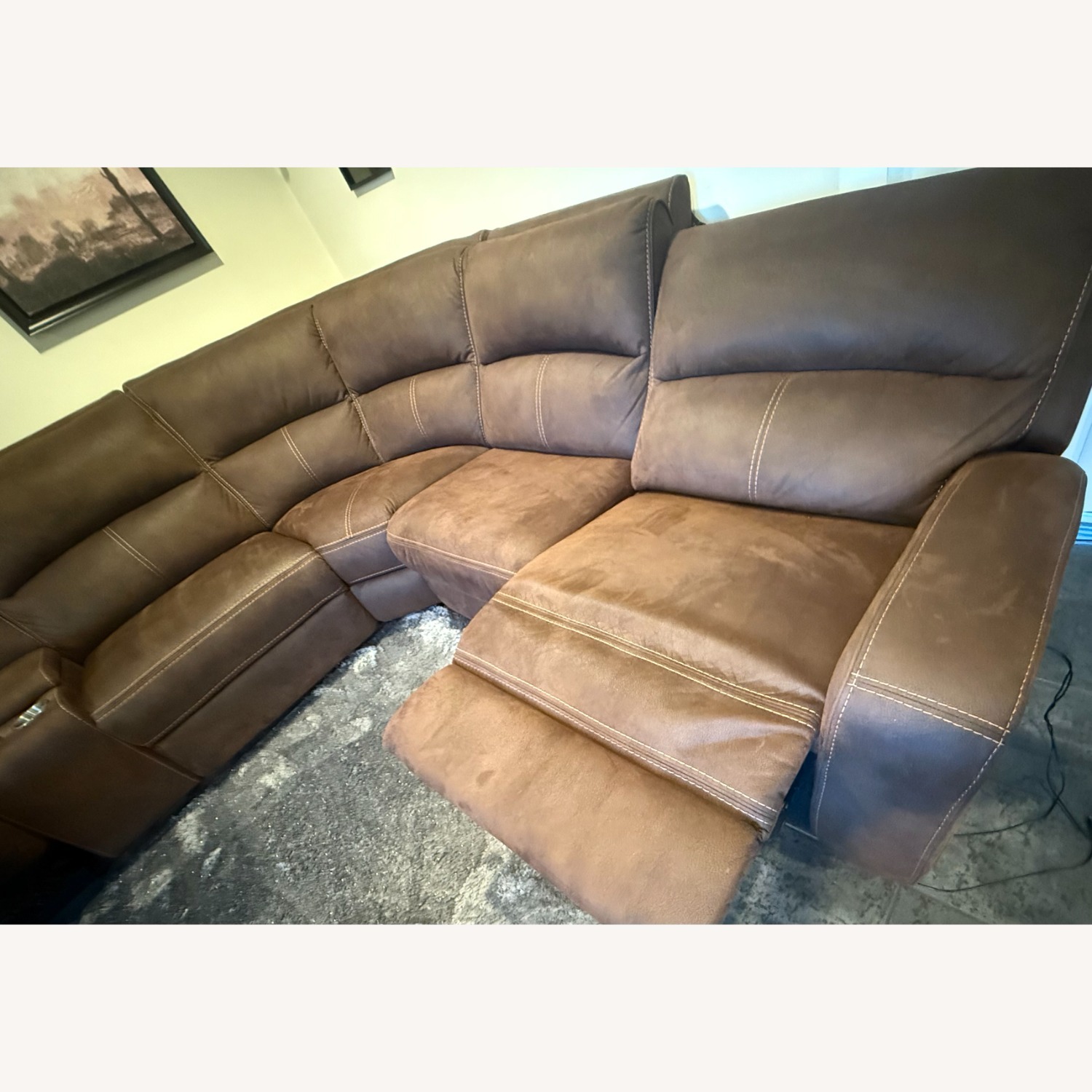 Dark Brown Fabric 3+ Piece Sectional - image-3