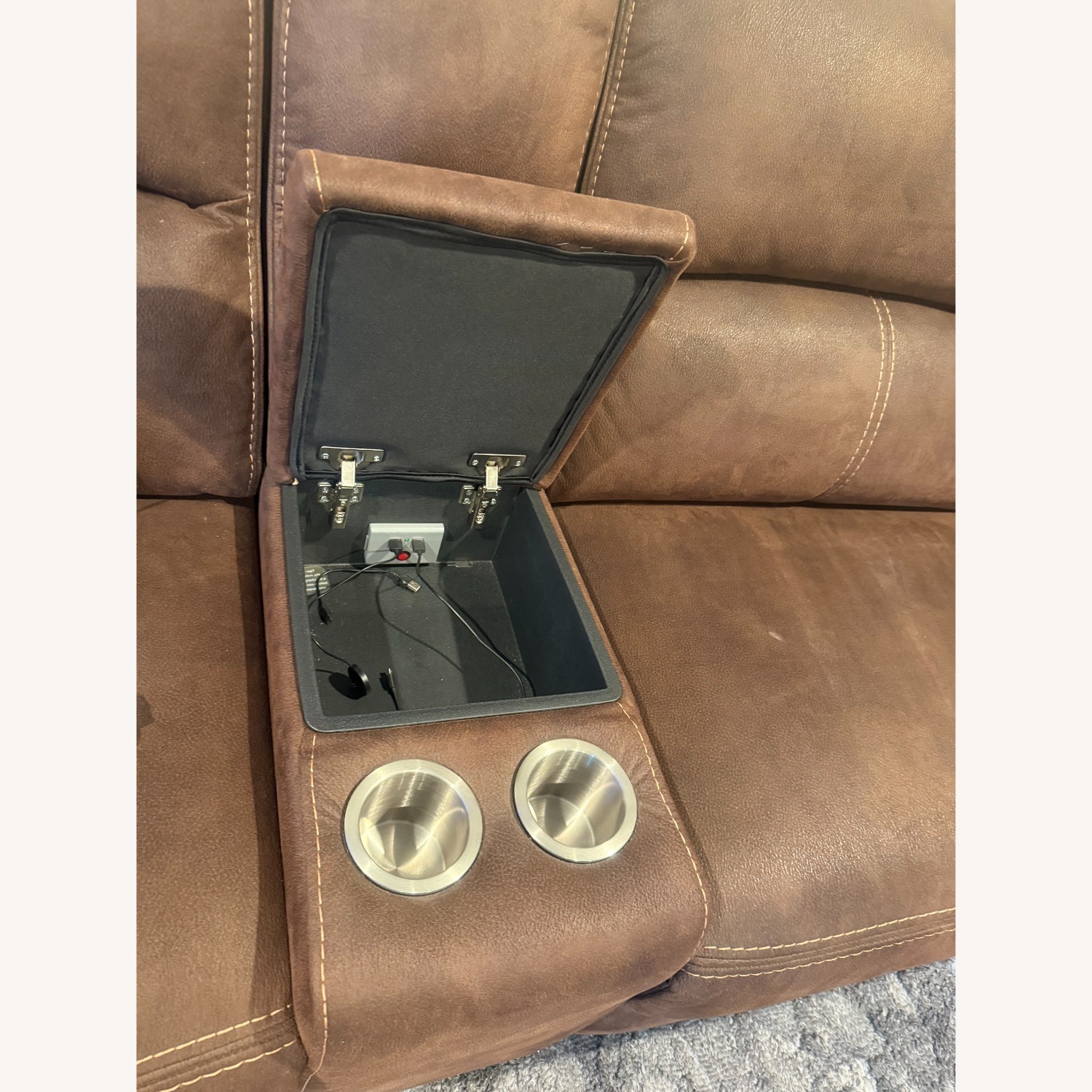 Dark Brown Fabric 3+ Piece Sectional - image-4