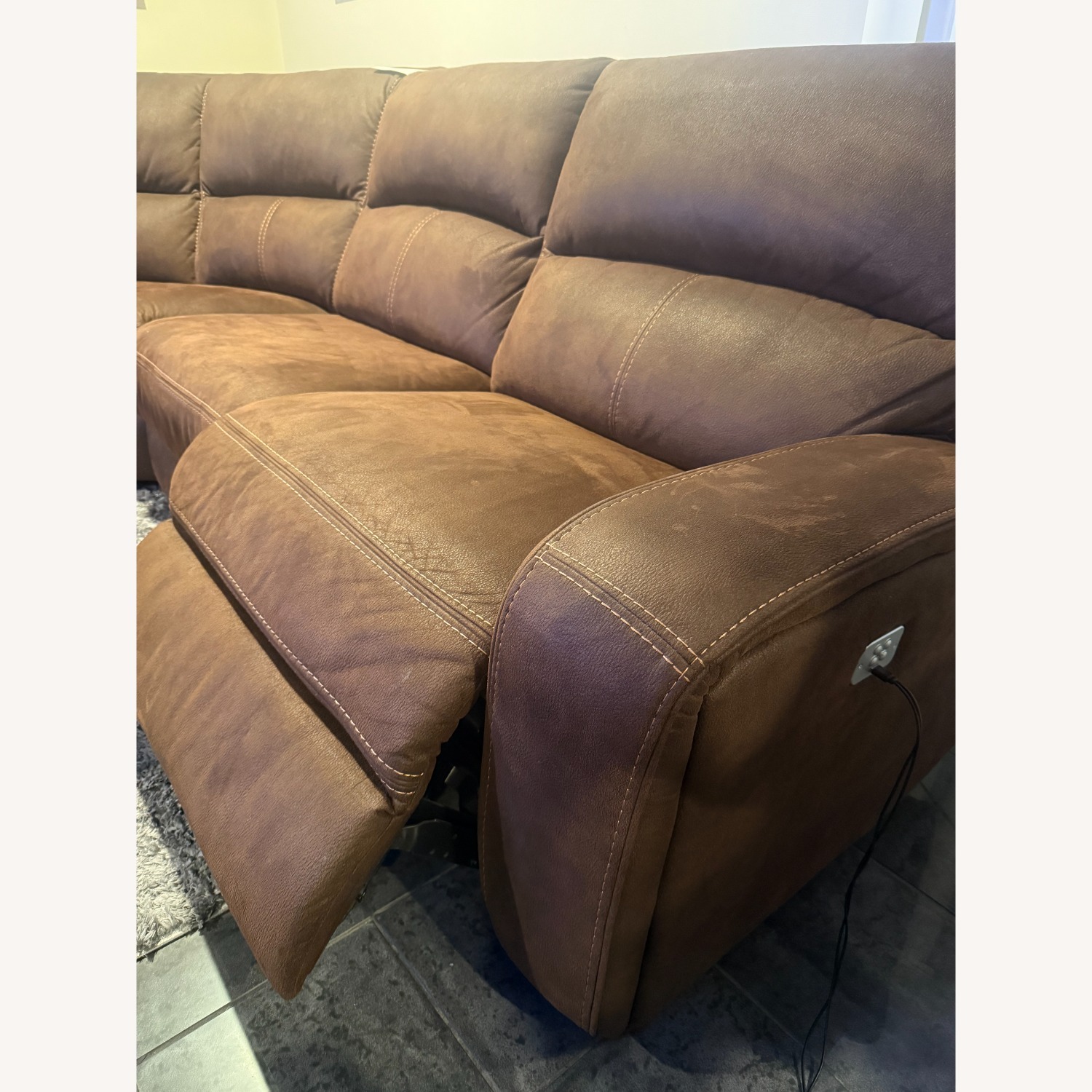 Dark Brown Fabric 3+ Piece Sectional - image-5