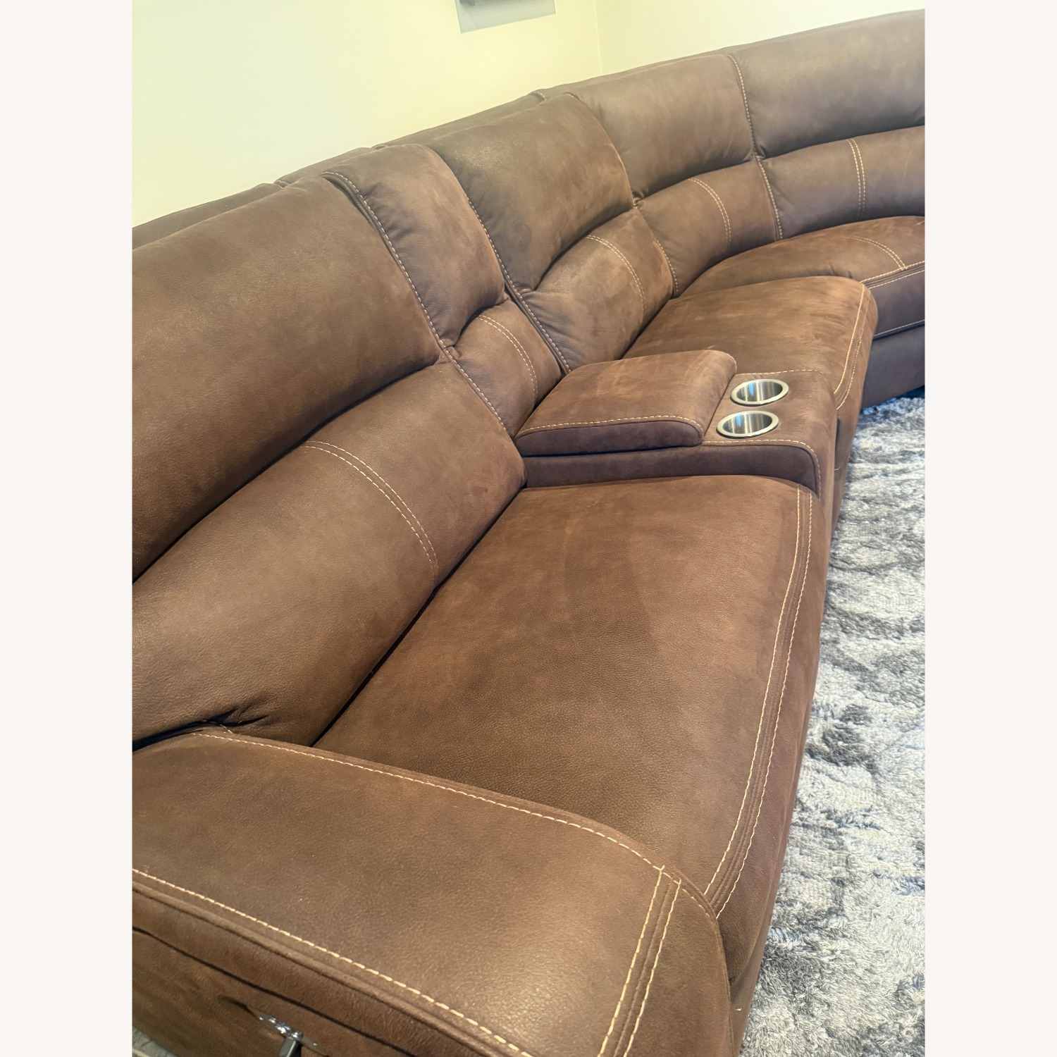 Dark Brown Fabric 3+ Piece Sectional - image-6
