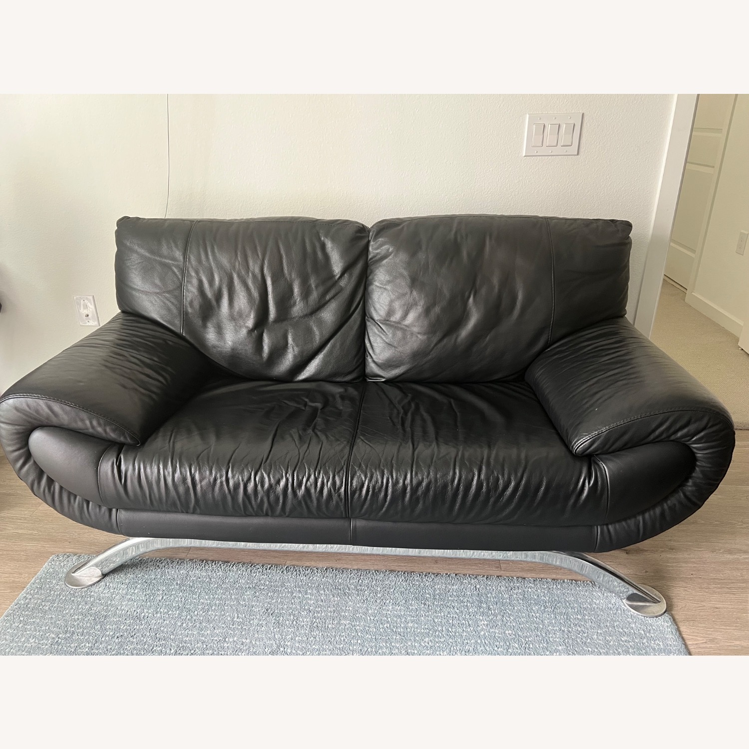 Nicoletti Black Leather Loveseat - image-1