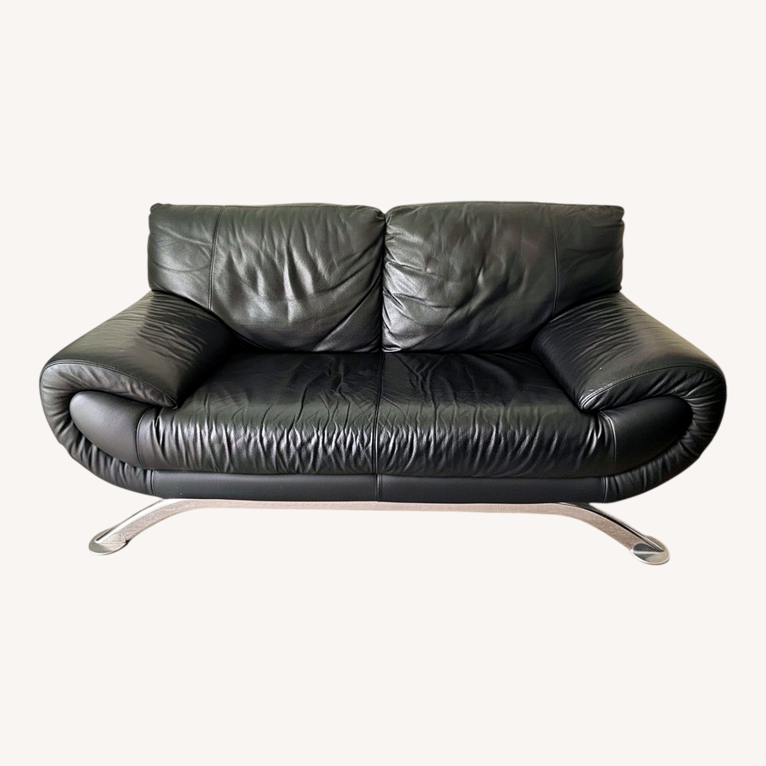 Nicoletti Black Leather Loveseat - image-0