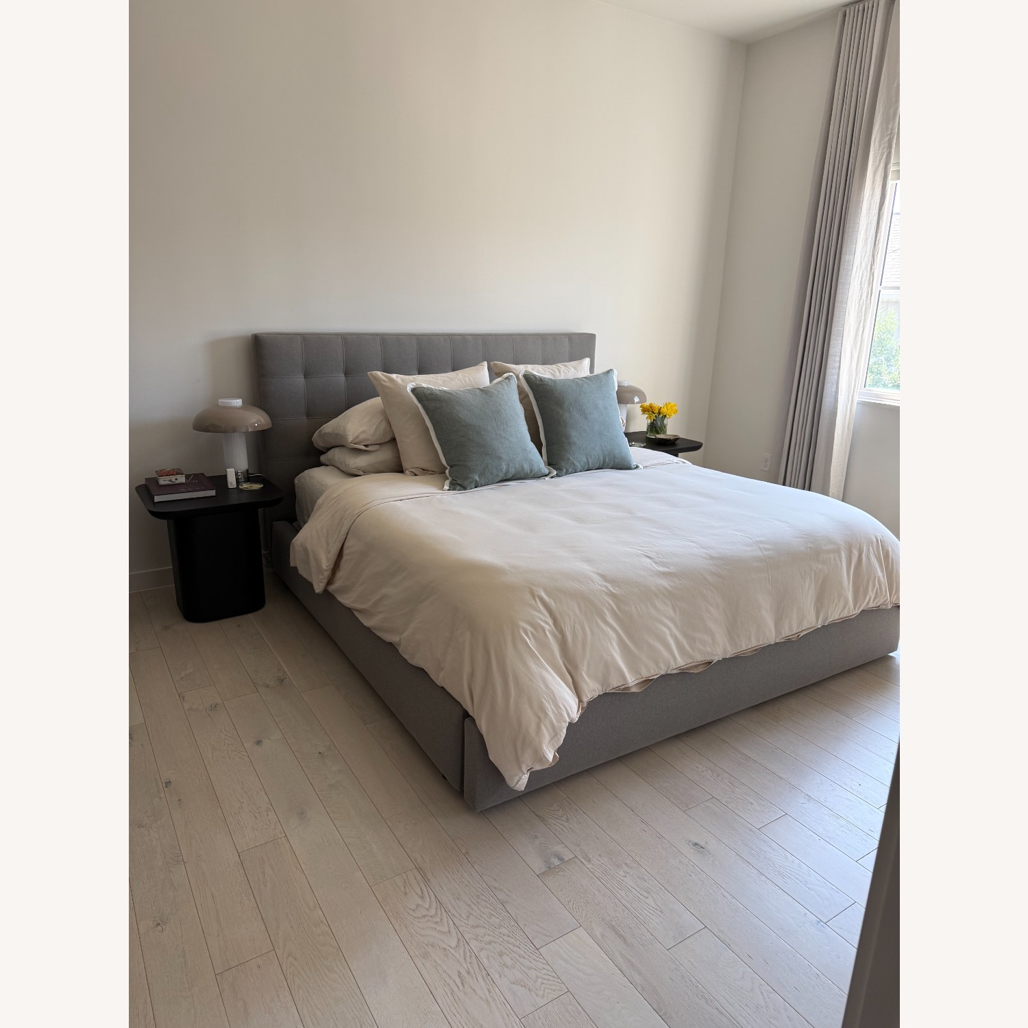 Room & Board Light Gray King Bed with Storage - image-8