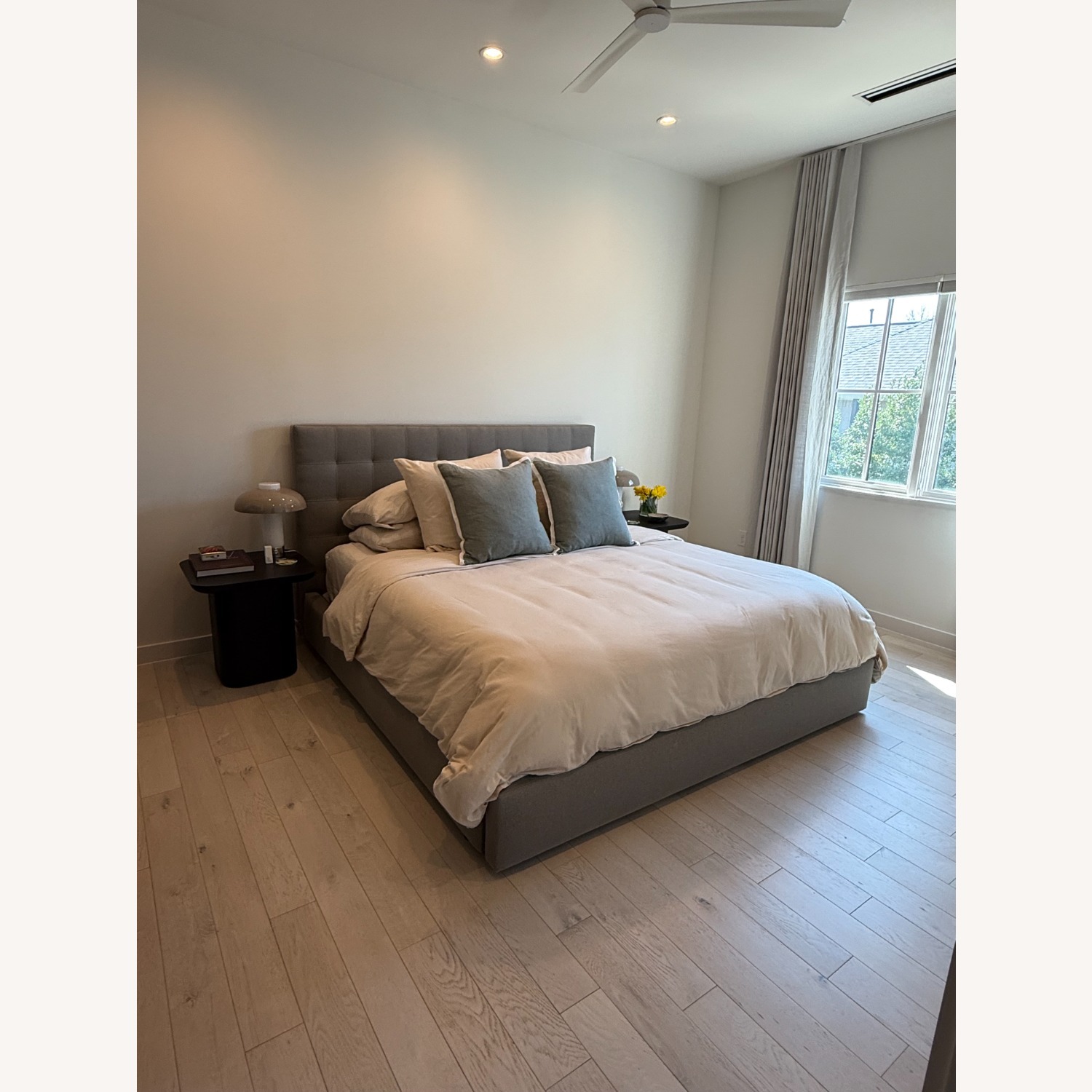 Room & Board Light Gray King Bed with Storage - image-9