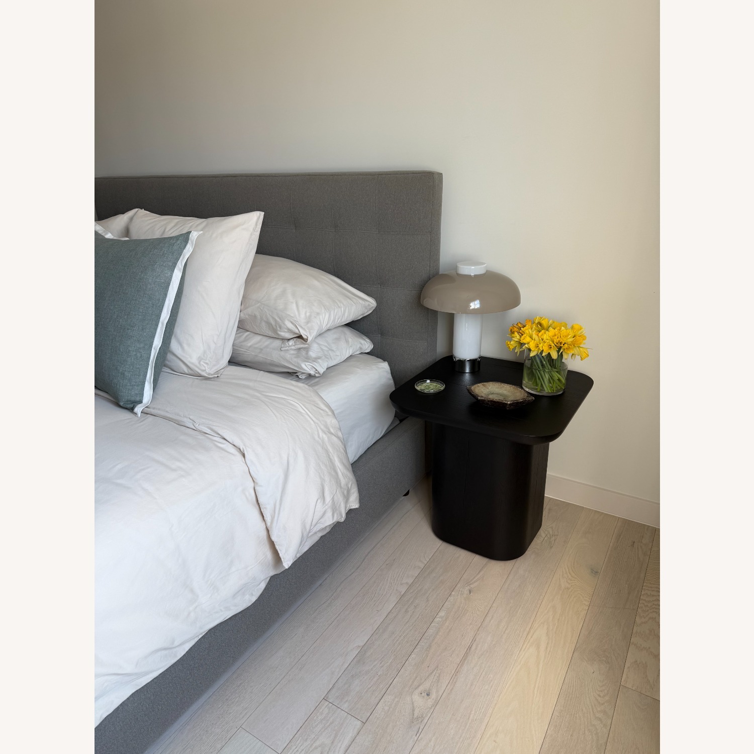 Room & Board Light Gray King Bed with Storage - image-5