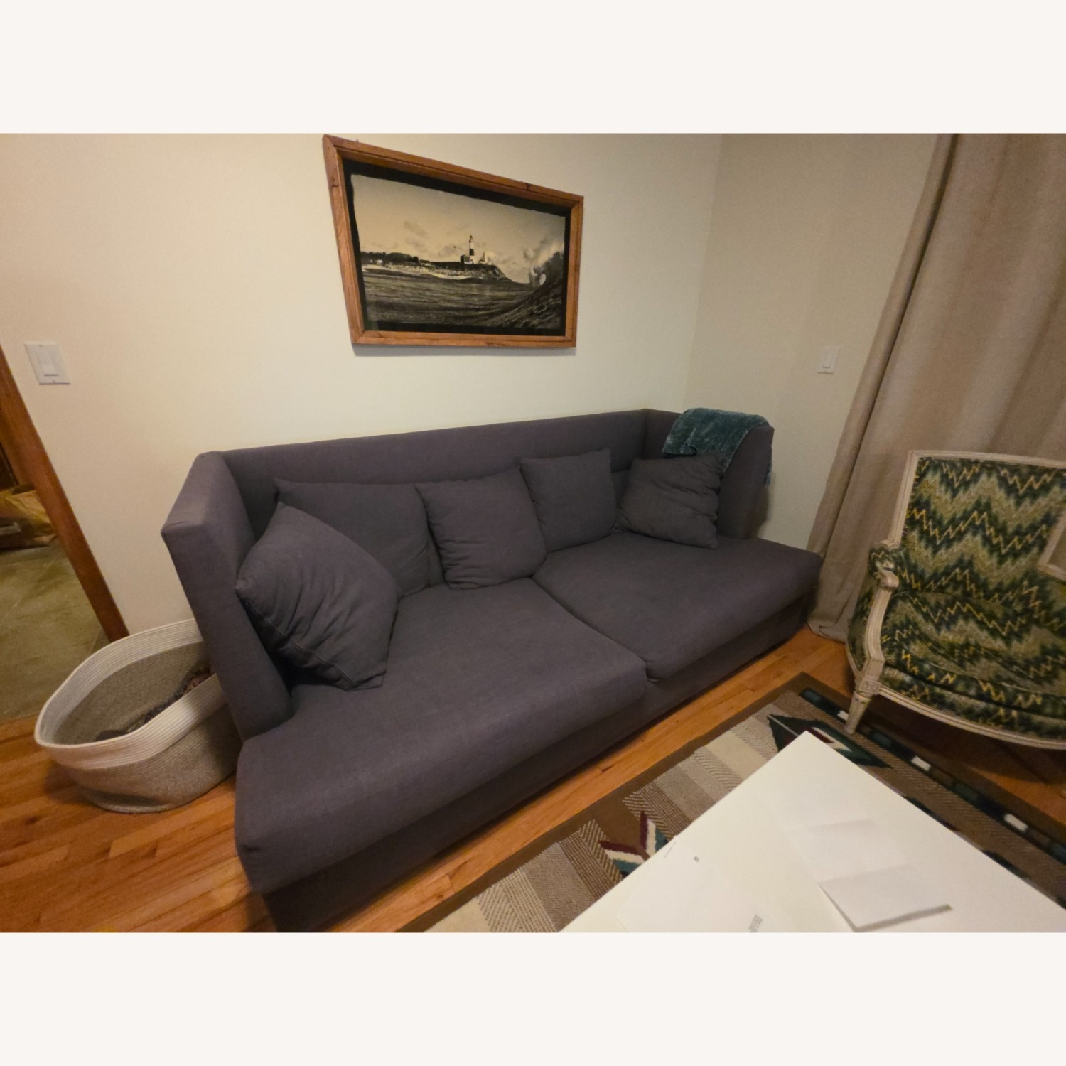 Crate & Barrel Dark Gray Fabric 3+ Seater Sofa - image-3