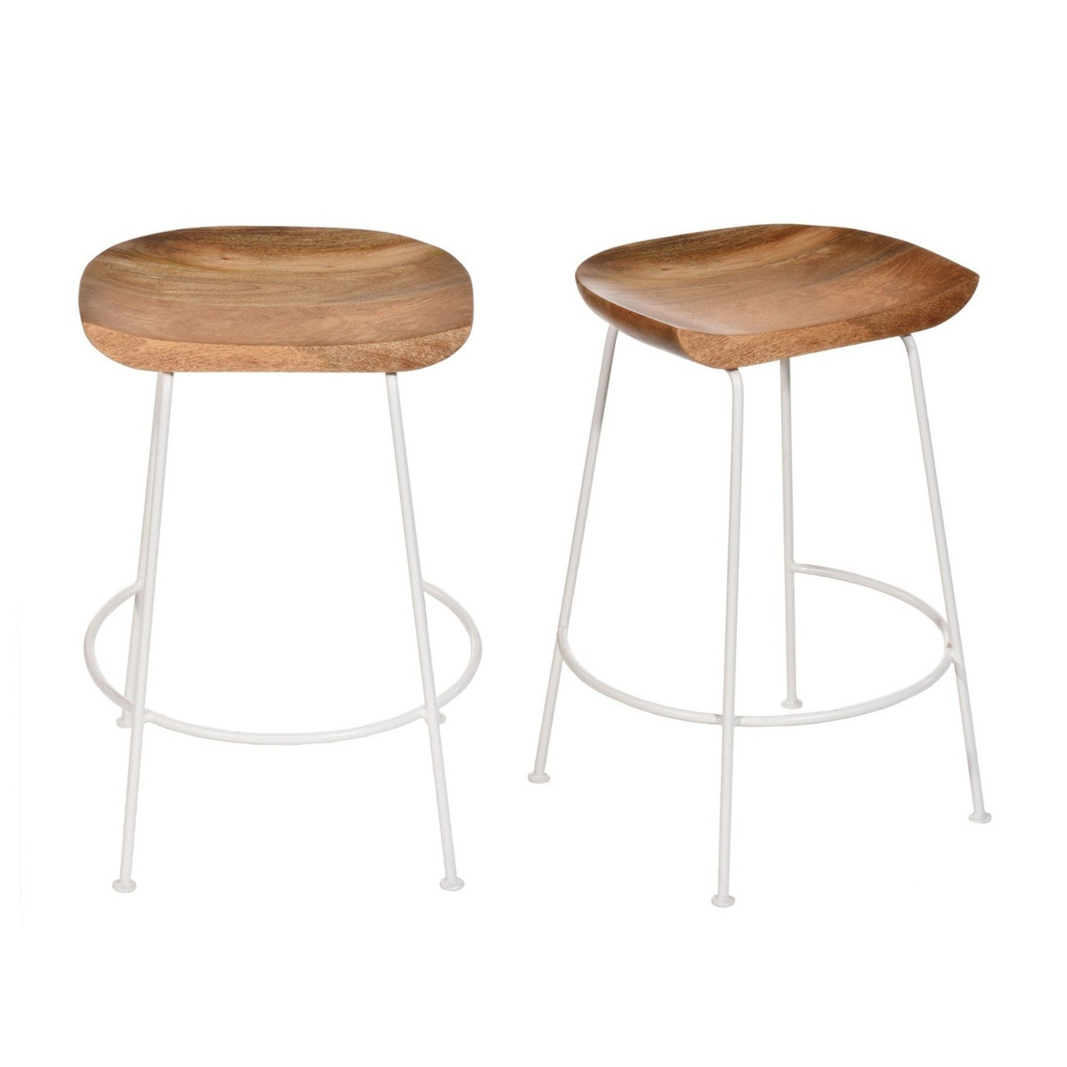 West Elm White Wood Stools - image-1