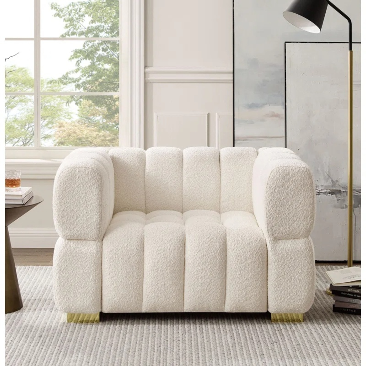Wayfair Mercer 41 White Boucle Accent Chair - image-5