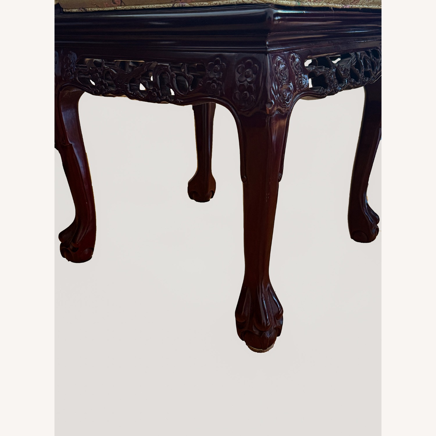 Asian Hand-Carved Hardwood Dining Table Set - image-5