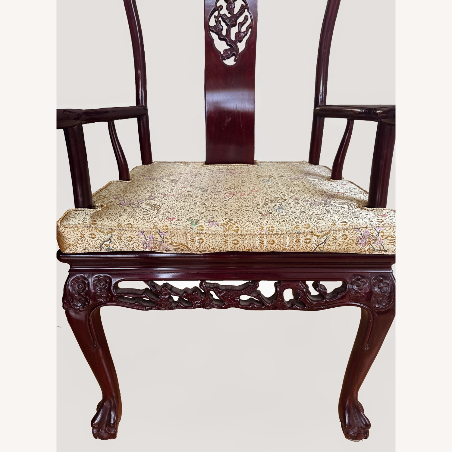 Asian Hand-Carved Hardwood Dining Table Set - image-11