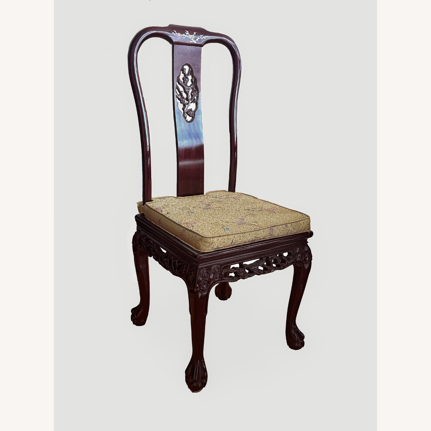 Asian Hand-Carved Hardwood Dining Table Set - image-4