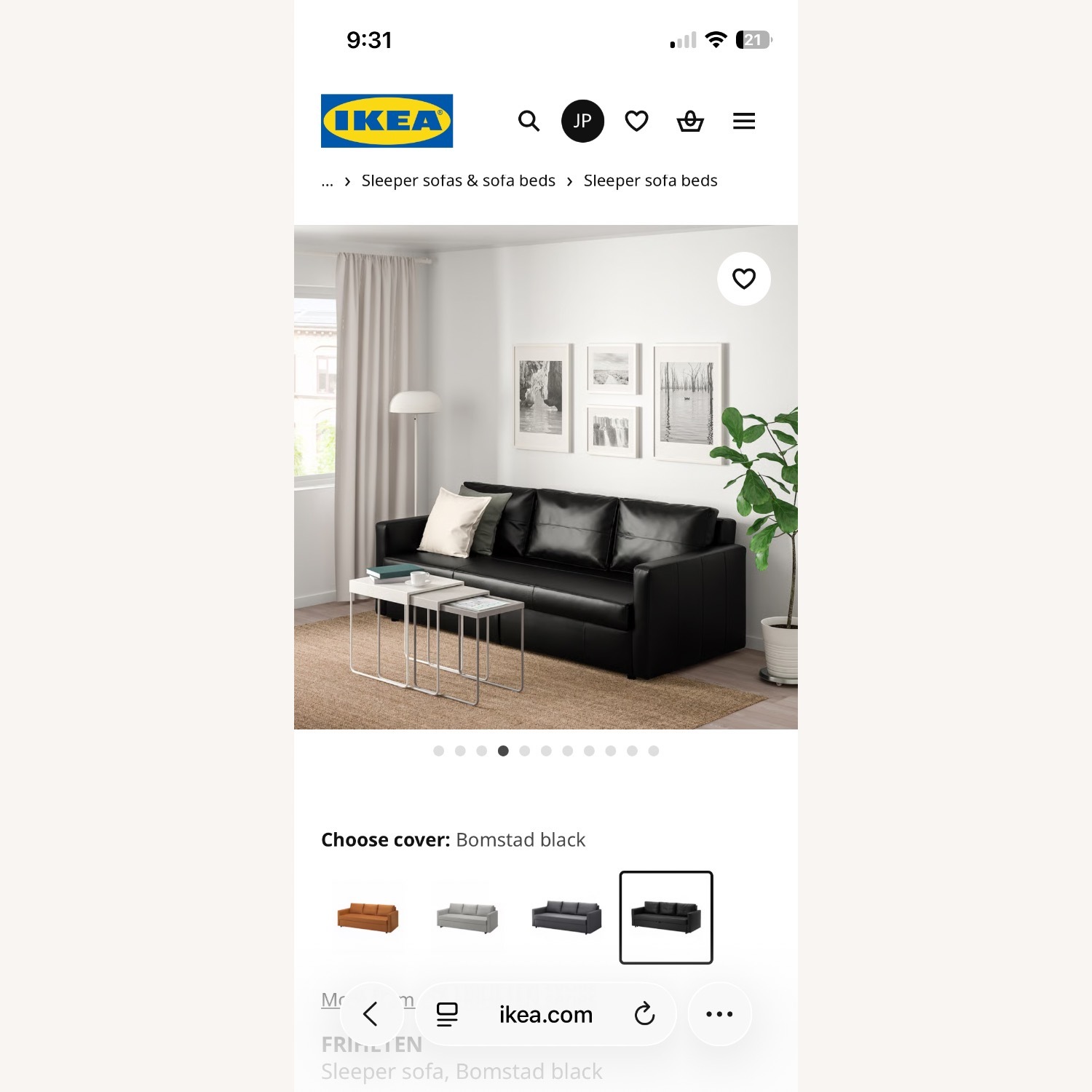 IKEA Friheten Leather Sofa Bed  - image-4