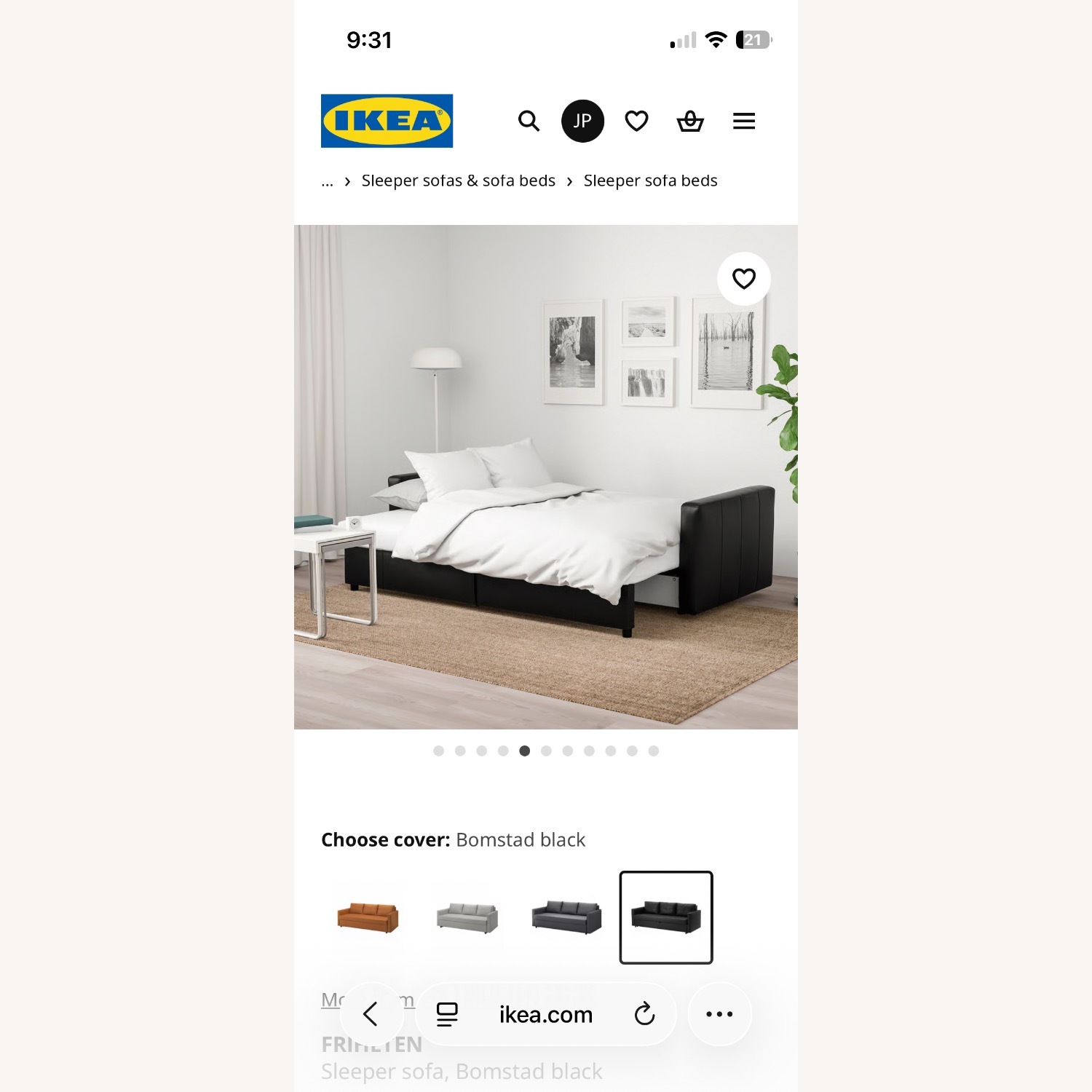 IKEA Friheten Leather Sofa Bed  - image-5