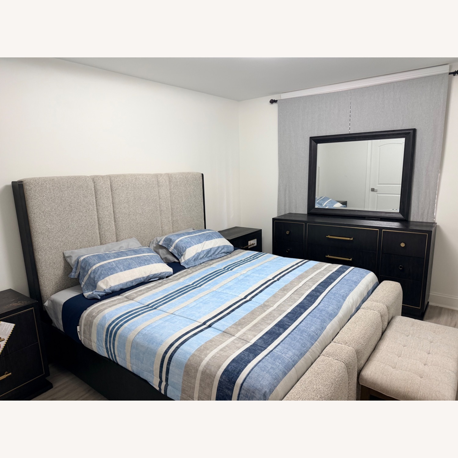 Rooms To Go Light Gray King Bed - image-3