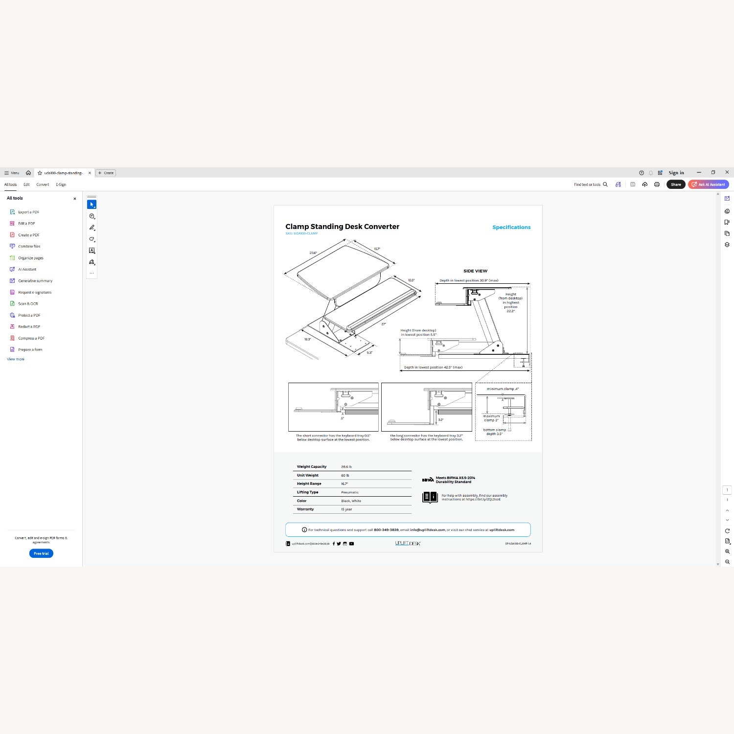 Uplift Clamp Standing Desk Converter - image-5