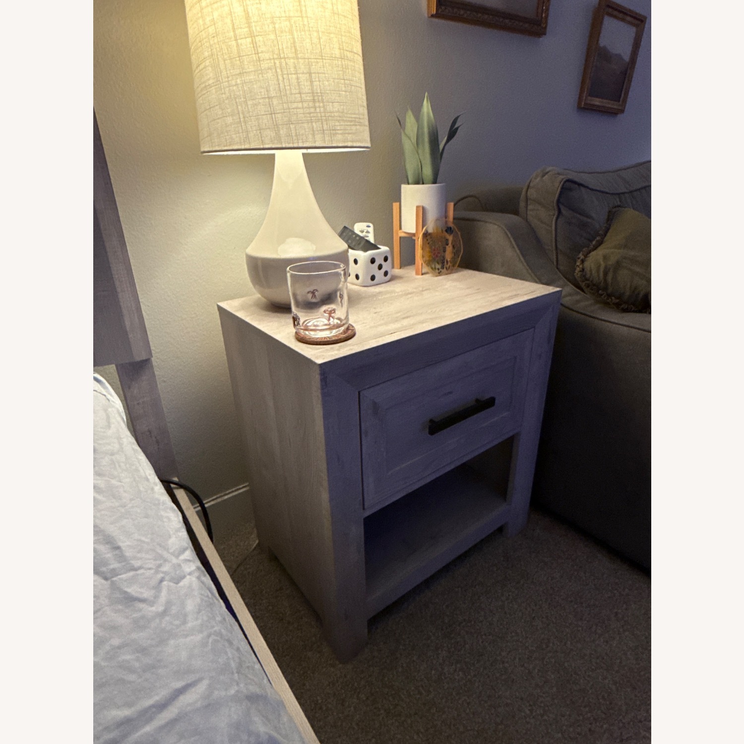 Bob's Discount Furniture Calvin White Light Gray Nightstand - image-3