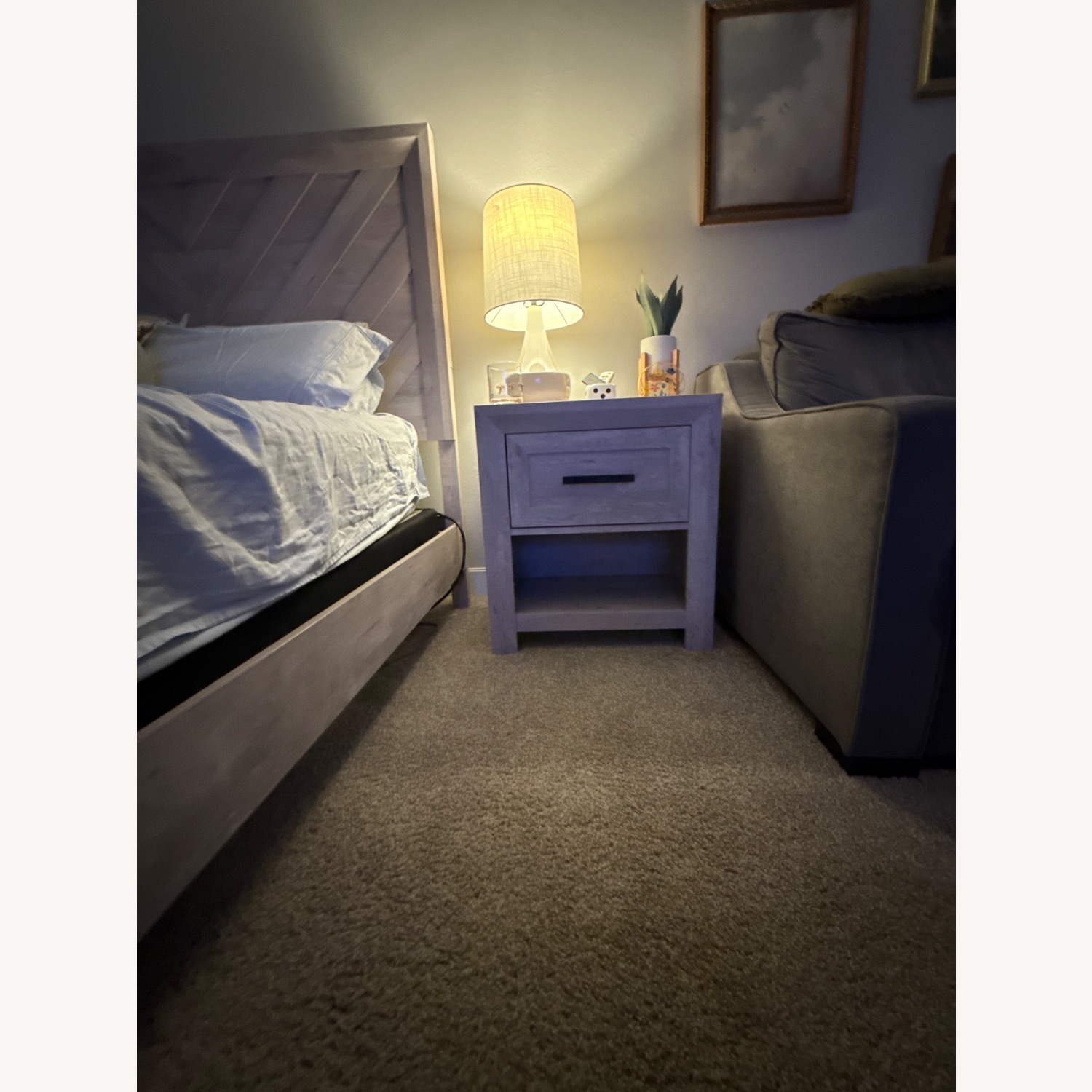 Bob's Discount Furniture Calvin White Light Gray Nightstand - image-2