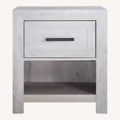 Used Bob's Discount Furniture Calvin White Light Gray Nightstand for sale on AptDeco