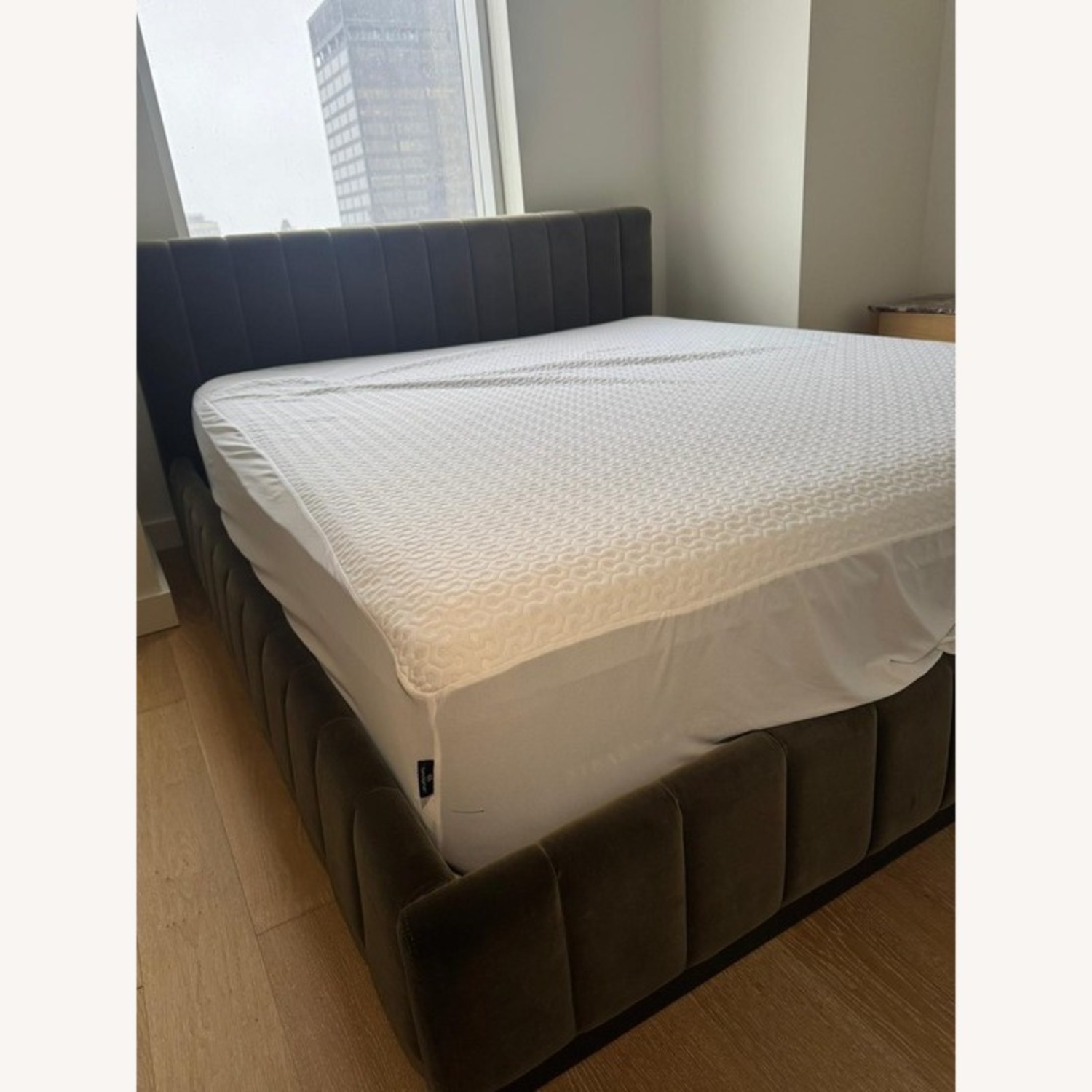 CB2 Green Velvet King Bed - image-4