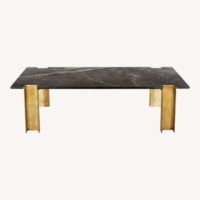 CB2 Alcide Rectangular Marble and Brass Coffee Table