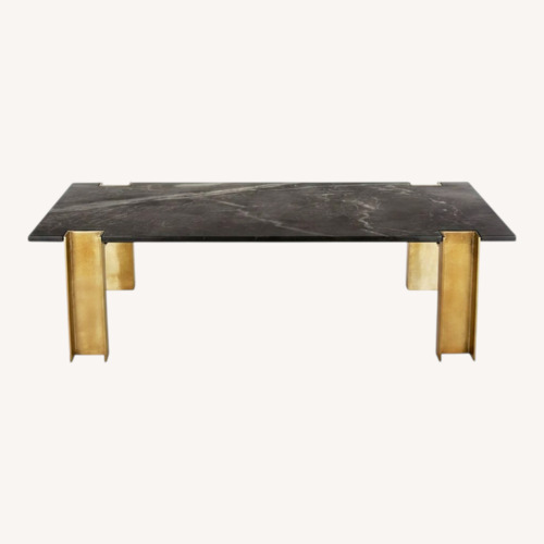 Used CB2 Alcide Rectangular Marble and Brass Coffee Table for sale on AptDeco