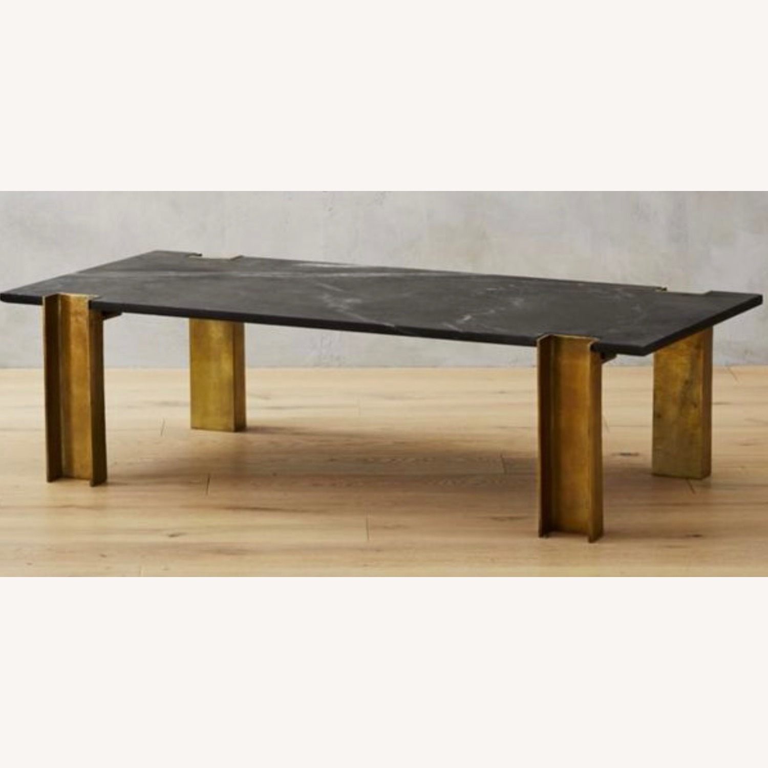 CB2 Alcide Rectangular Marble and Brass Coffee Table - image-1