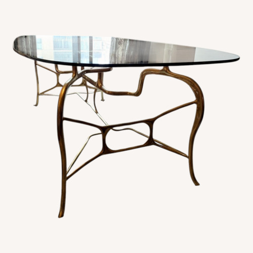 Used Organic Modernism Brass & Glass Dining Table for sale on AptDeco
