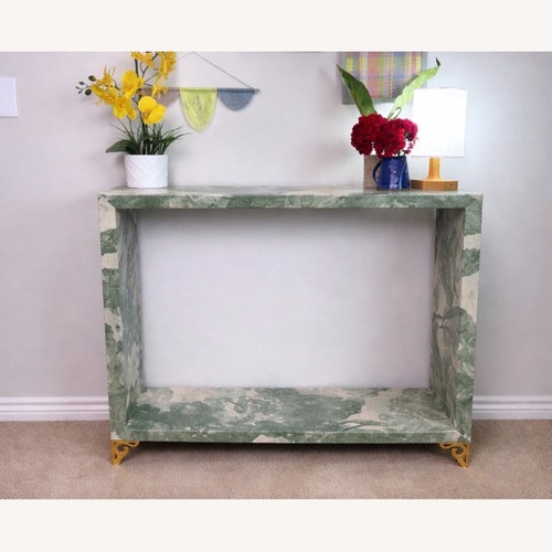 Used Green Baroque Woodlands & Birds Scene Table for sale on AptDeco