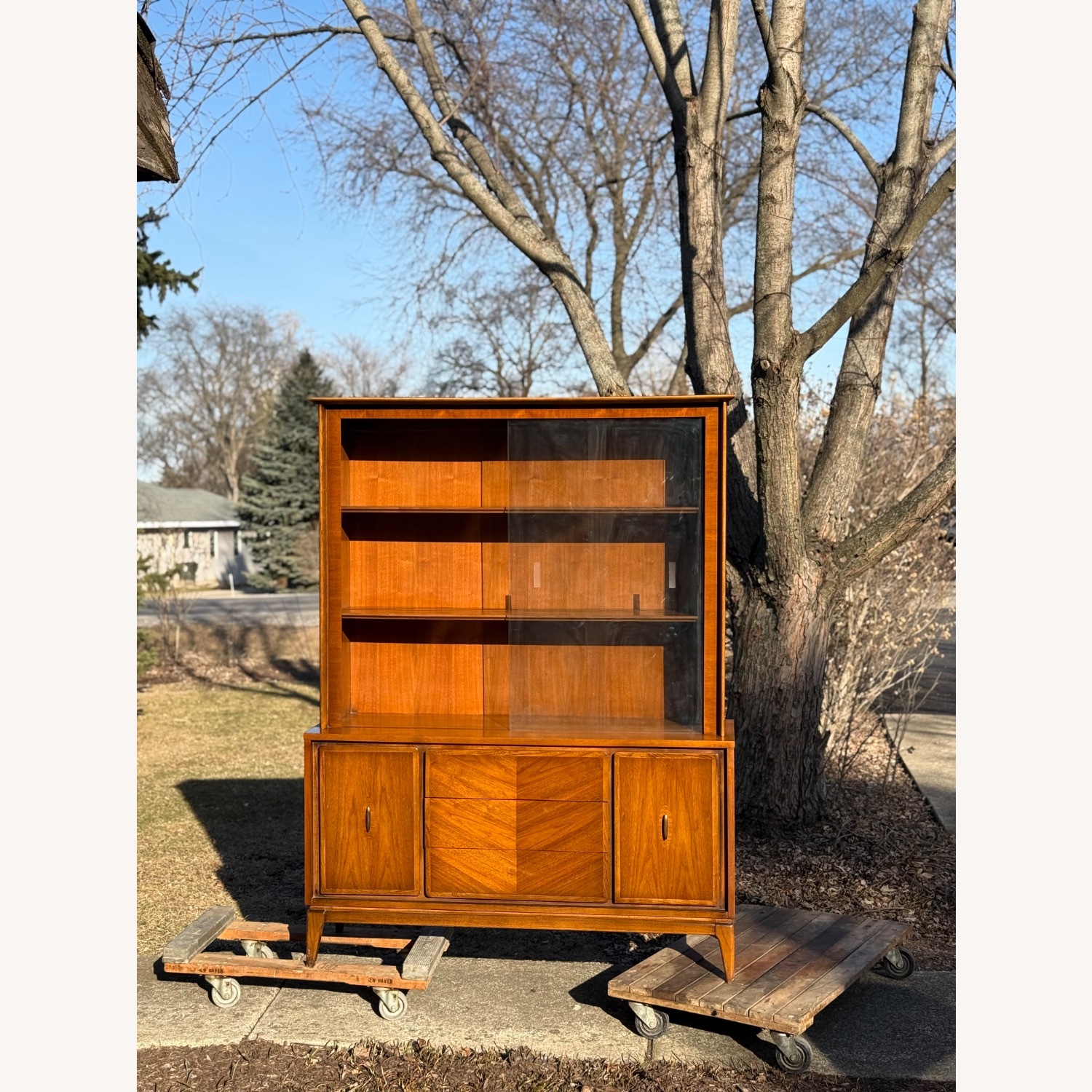 American Mid Century Modern Walnut China Cabinet - image-1