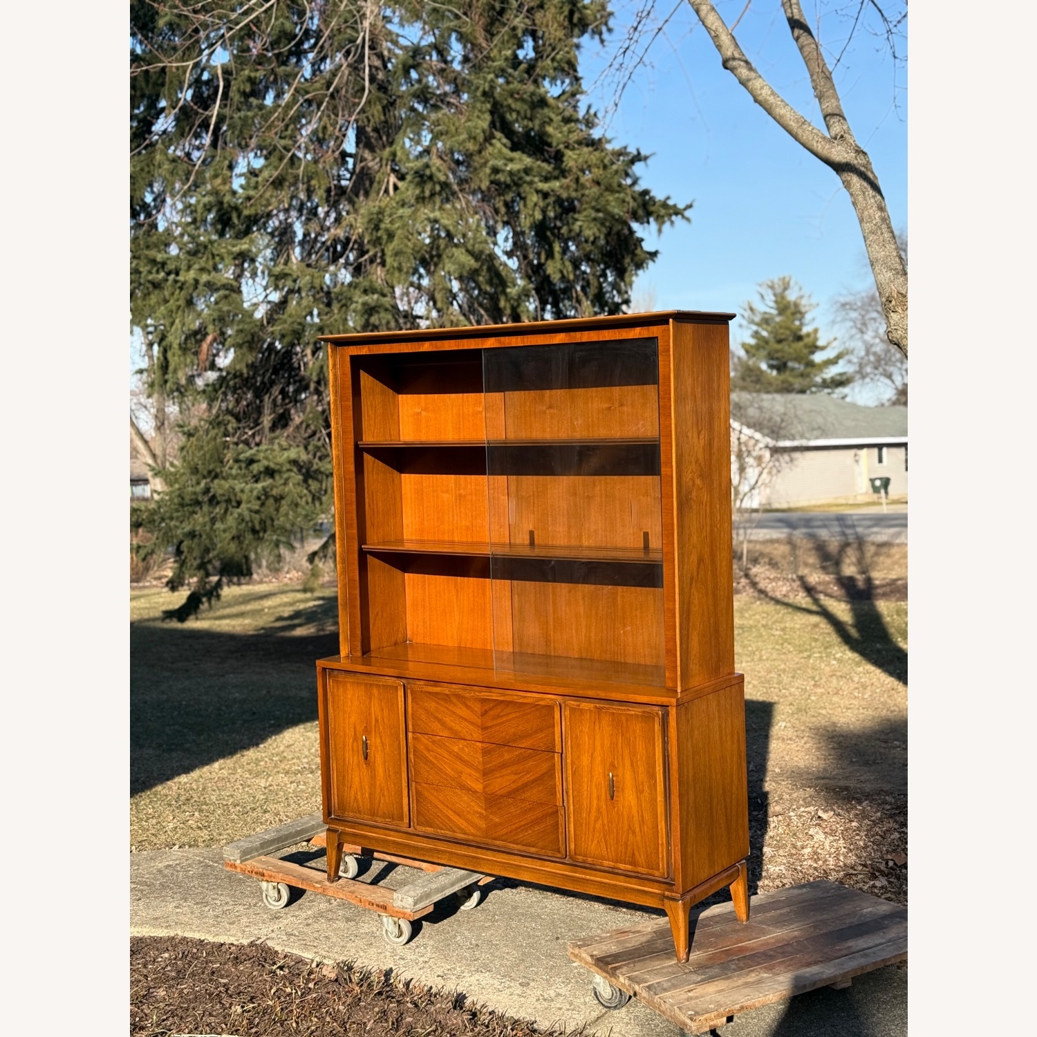 American Mid Century Modern Walnut China Cabinet - image-5