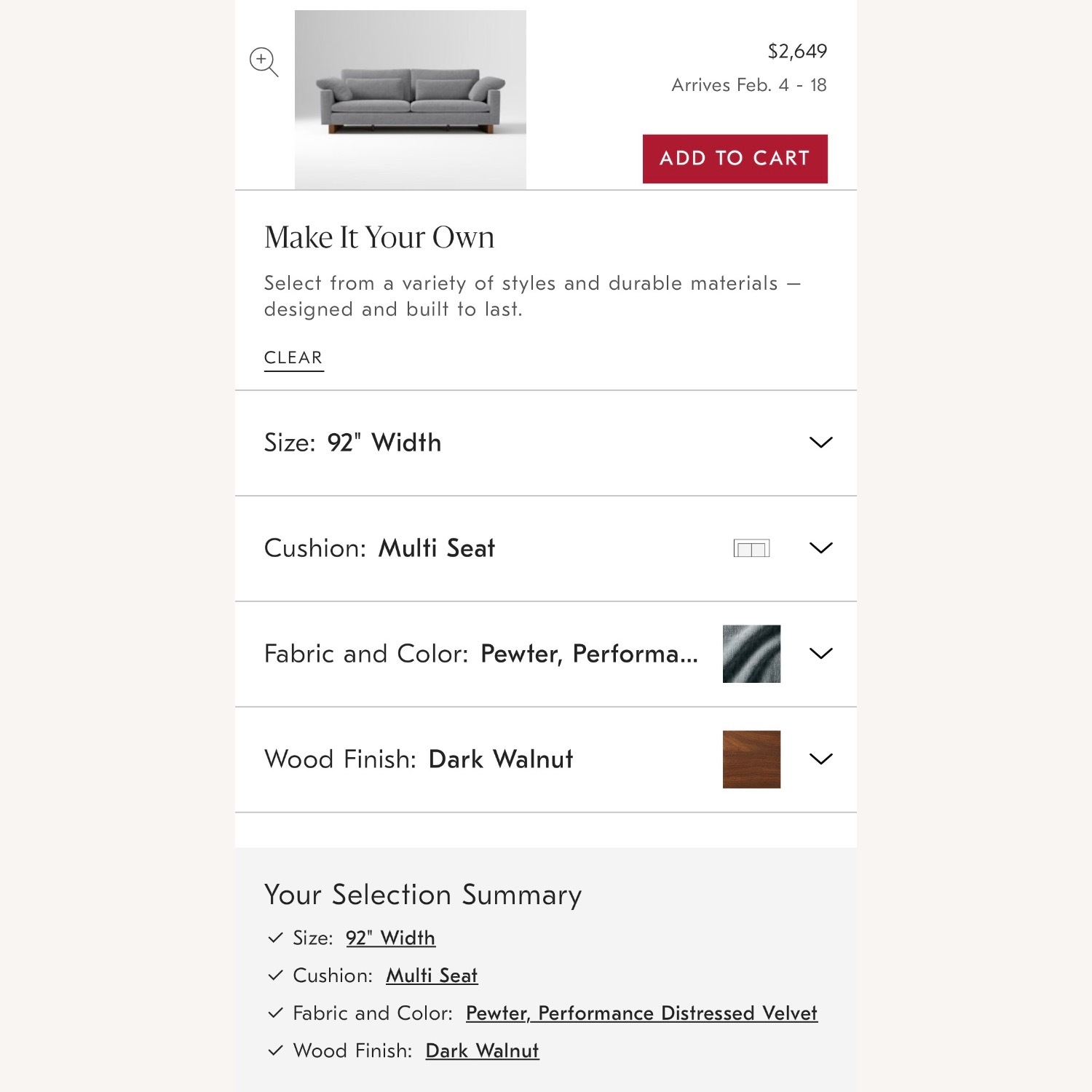 West Elm Dark Gray Velvet 3+ Piece Sectional - image-7