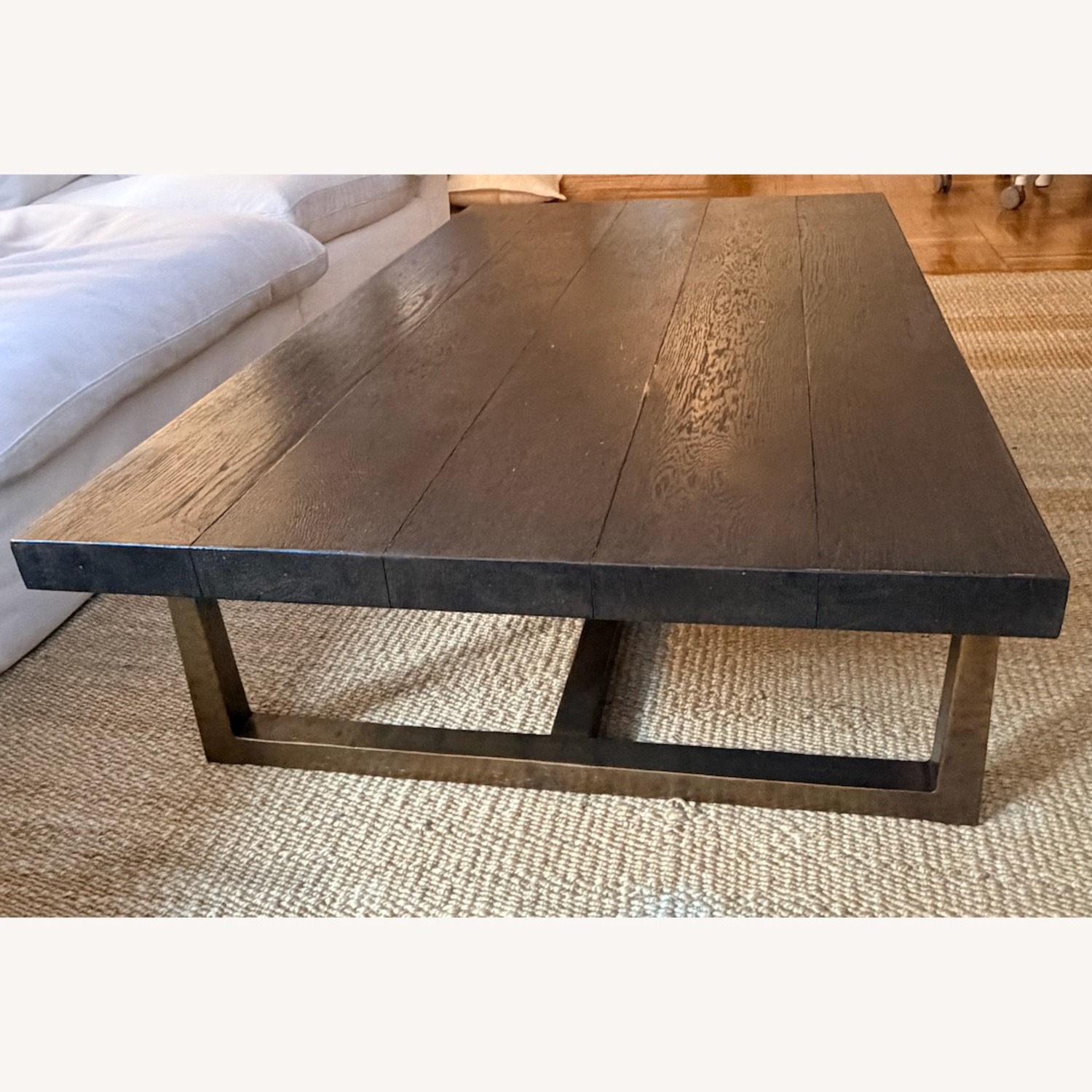 Restoration Hardware Dark Brown T-Brace Rectangular Coffee Table - image-3