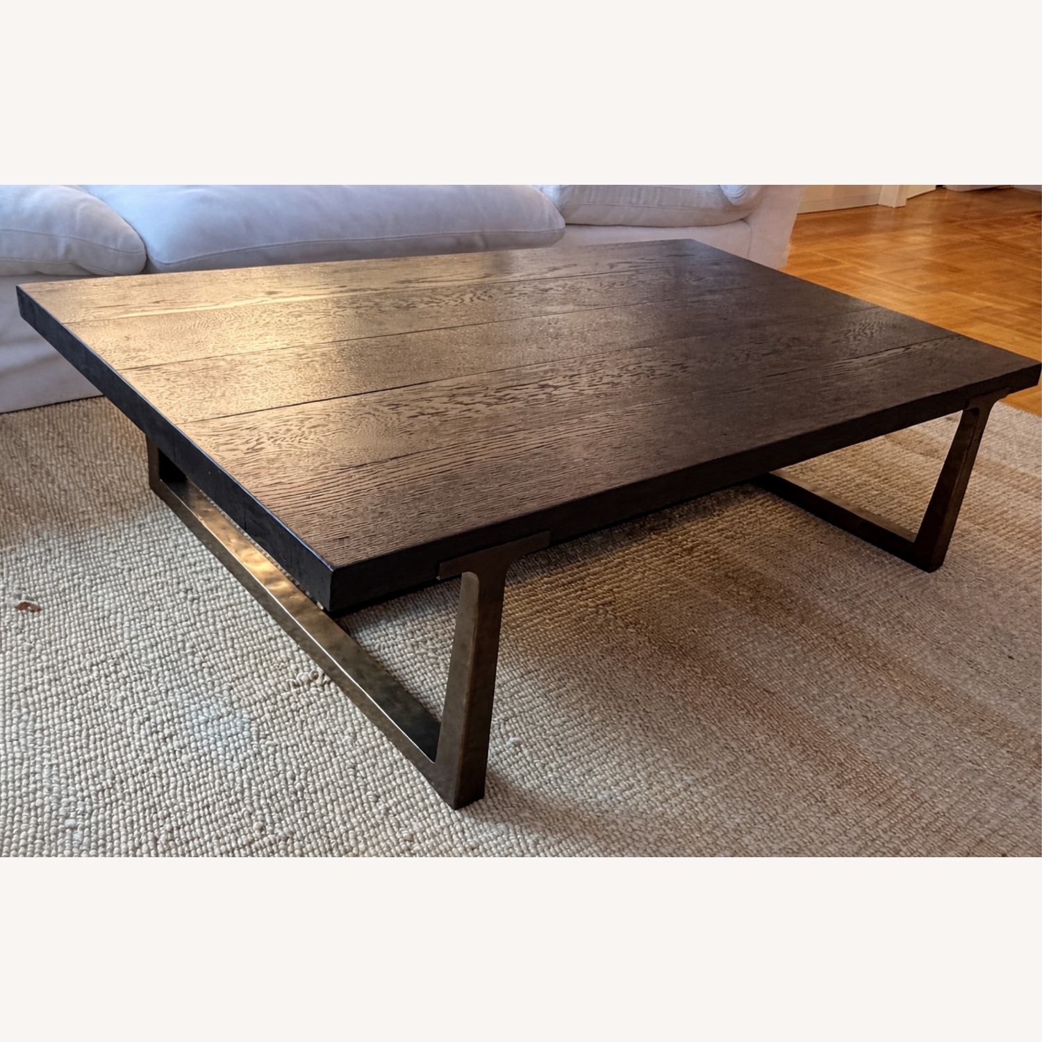 Restoration Hardware Dark Brown T-Brace Rectangular Coffee Table - image-4