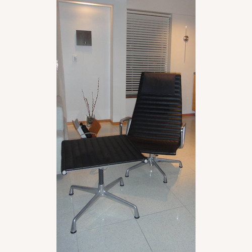 Used Herman Miller Eames Black Leather Recliner for sale on AptDeco
