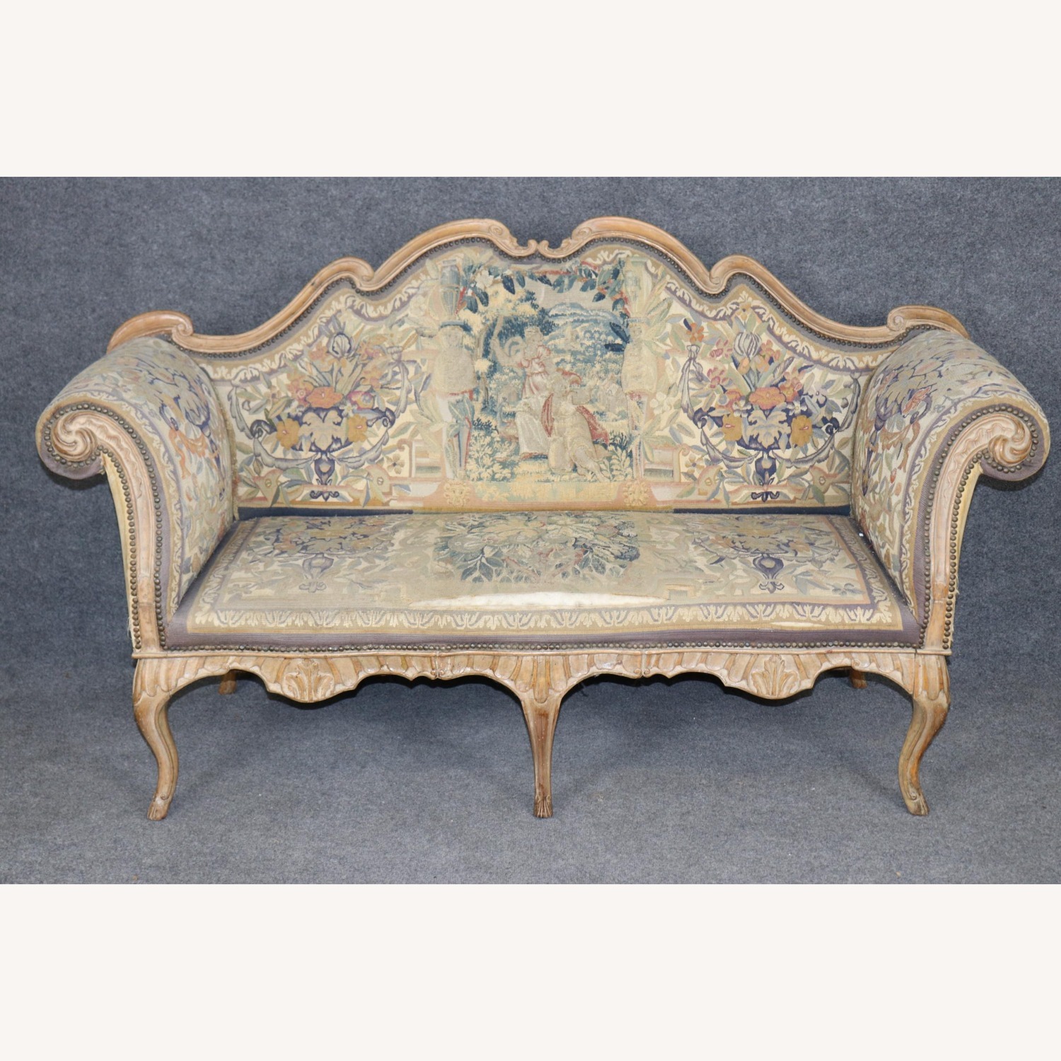 18th Century French Louis XV Needlepoint Settee  - image-12