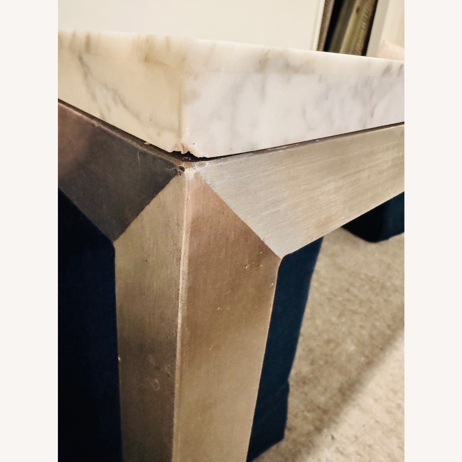 Crate & Barrel Parsons White Marble Dining Table - image-3