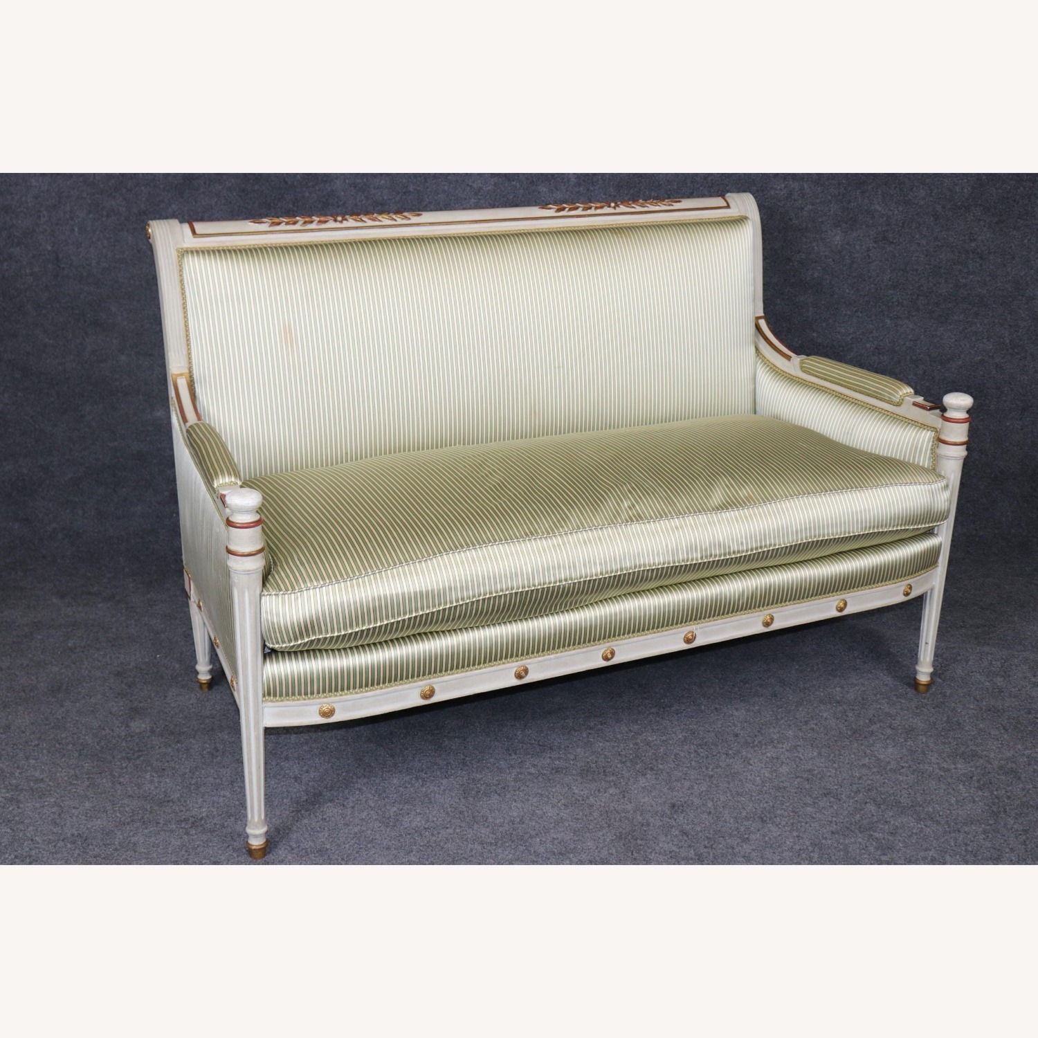 Vintage French Louis XVI Directoire Style Settee - image-16