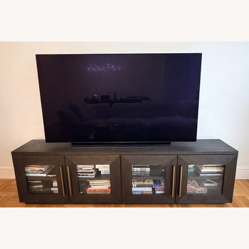 Used Restoration Hardware Machinto Glass Media Console for sale on AptDeco